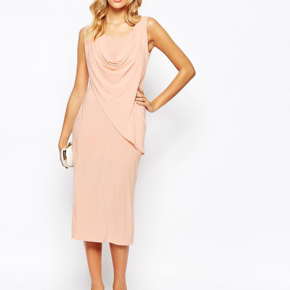 ASOS draped cowl bodycon midi dress NWOT